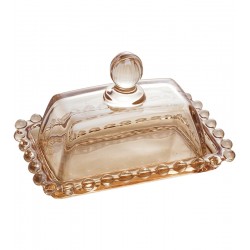 Manteigueira 14x9x8cm Pearl Ambar de Cristal Ecologico